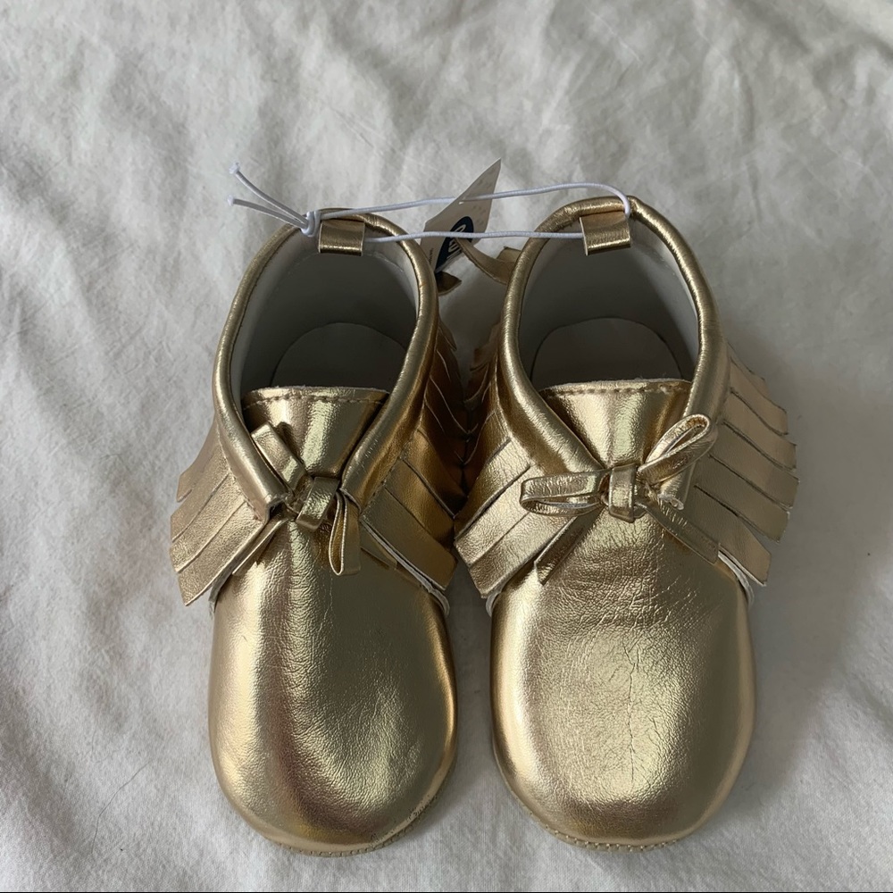 NWT Gold Moccasins 18-24mo